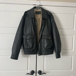 St. John's Bay Black Leather Military Jacket